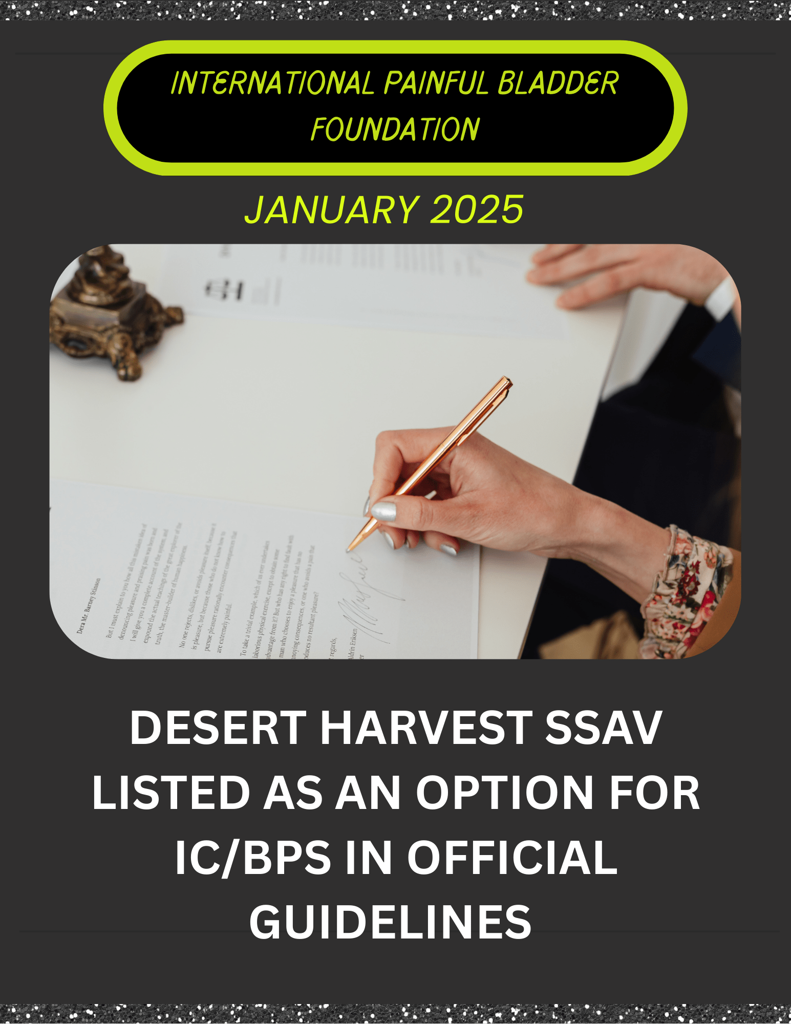 January 2025 — Desert Harvest SSAV listed in IPBF global IC/BPS guidelines